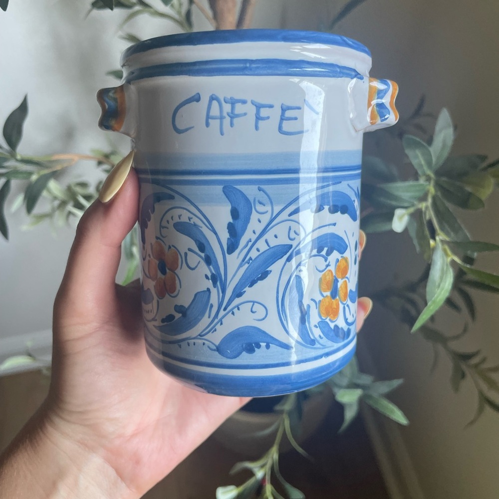 Hand-Painted Italian Ceramic “Caffè” Jar – Manuello Caltagirone